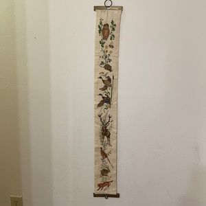 Vintage cross stitch bell pull with woodland nature theme